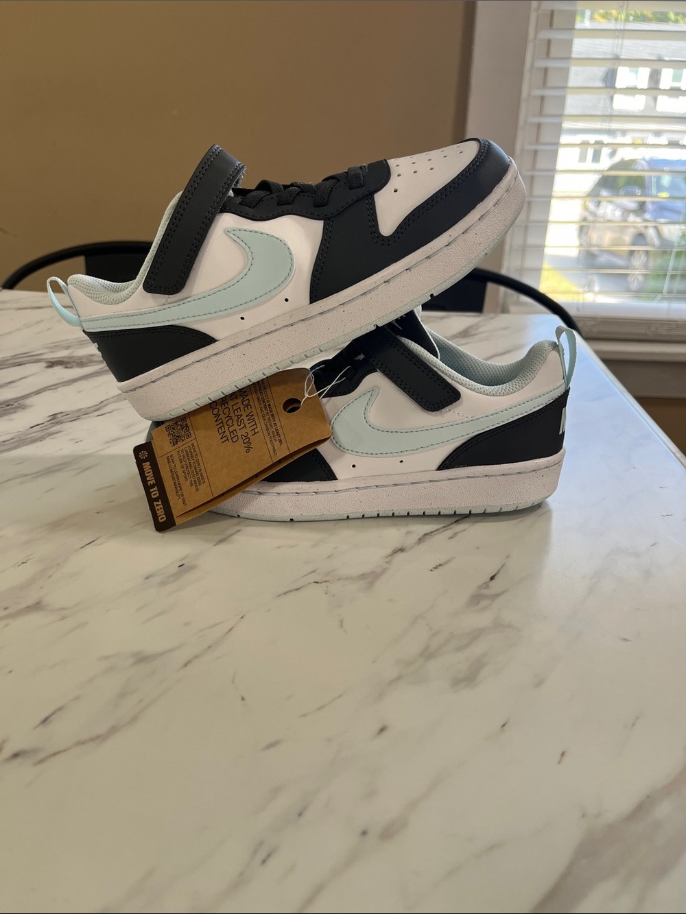 Nike Court Borough Low-Top Sneaker with baby blue Accent - White/Black